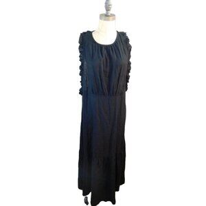 Sass Size 10 Black Marthe Maxi Open Back Dress Boutique Linen Blend NWT